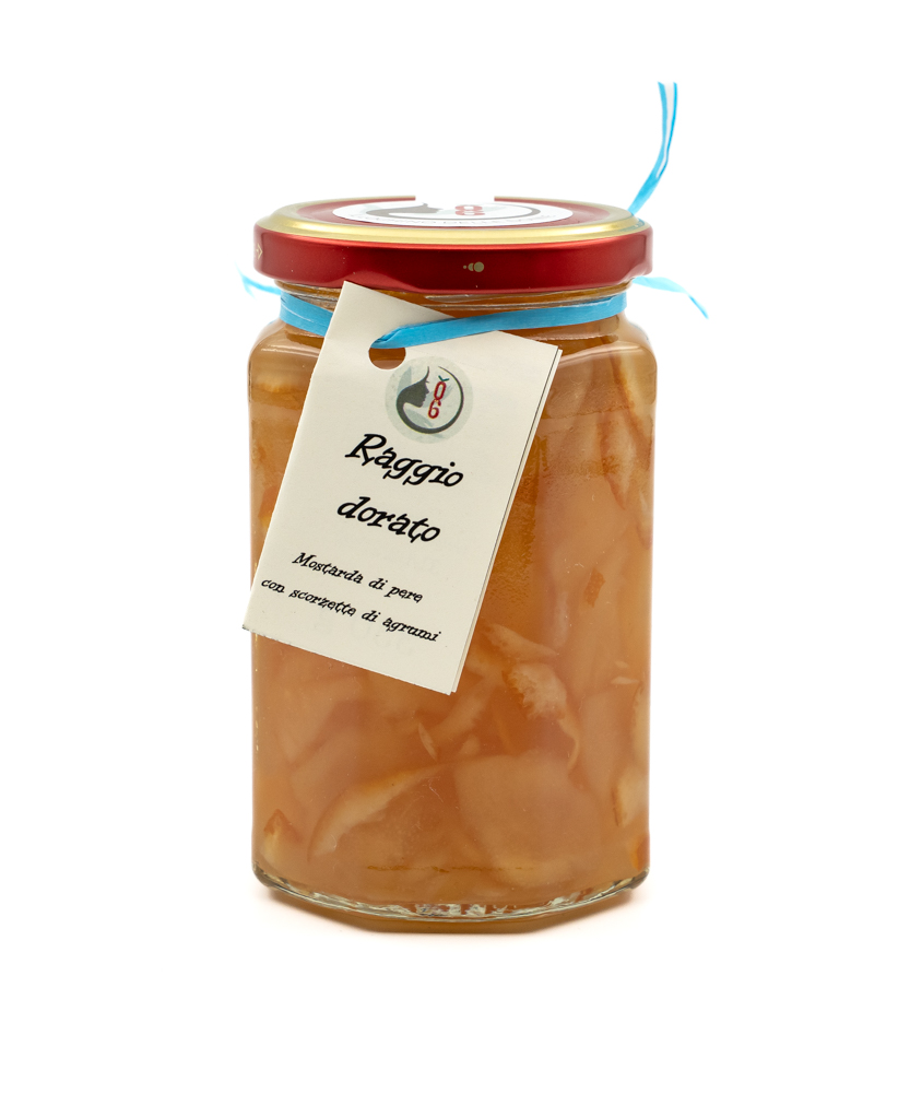 Raggio dorato: mostarda di pere con scorzette di agrumi